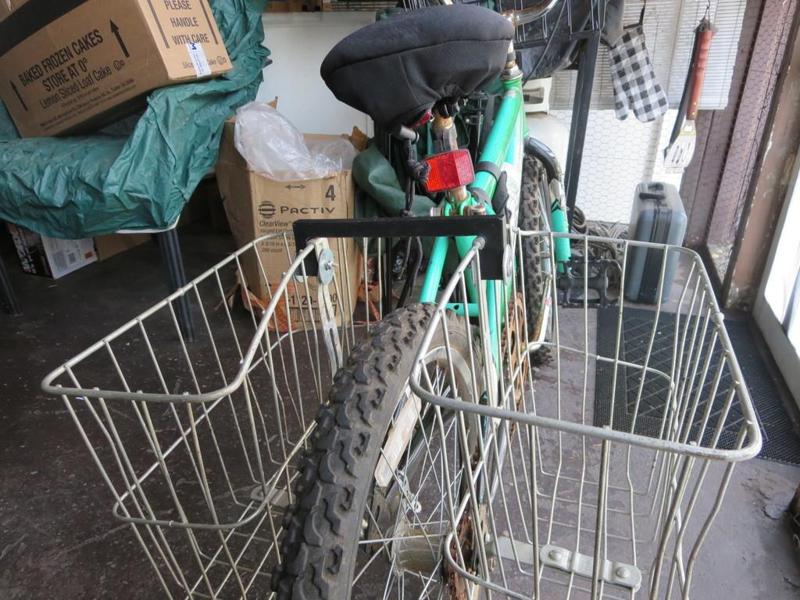 Bike saddle bag basket cross member
