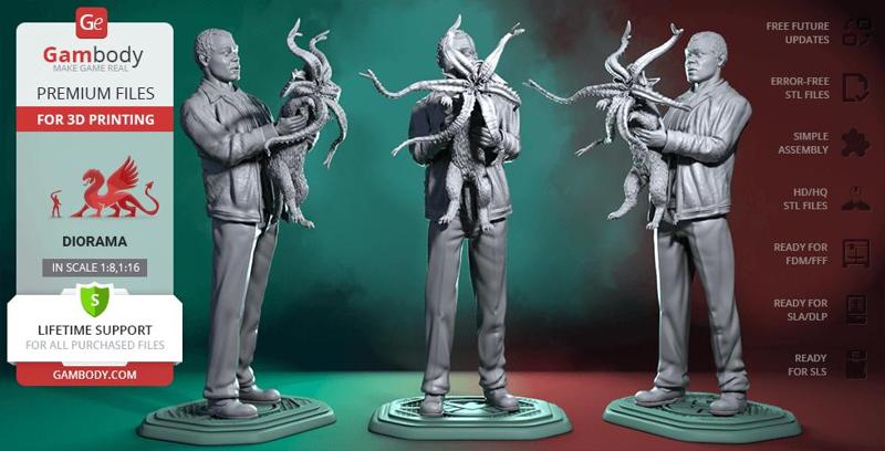 Nick Fury & Cat 3D Printing Figurines in Diorama | Assembly