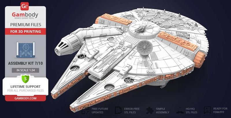 Millennium Falcon Tracery, Docking Ring, Decor 3D Printable Exterior Parts Kit 4