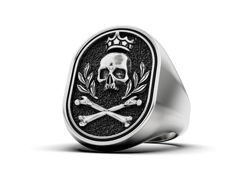 Skull Crown Signet Ring