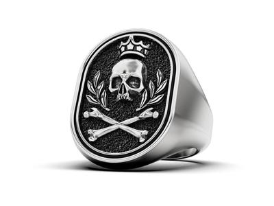 Skull Crown Signet Ring