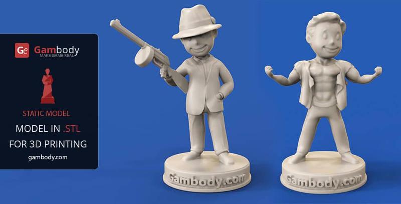 Vault Boy: Adrenaline Rush and Gangster 3D Print Models  | Scale Figures