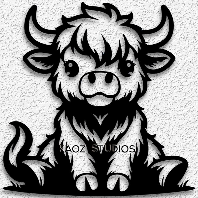 baby highland cow wall art highland calf wall decor
