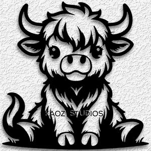 baby highland cow wall art highland calf wall decor