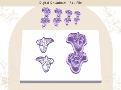 Lilies Mirror pair Clay Cutter for Polymer Clay | Digital STL File | Clay Tools | 4 Sizes Summer Cla