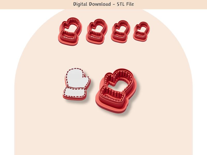 Christmas Stitch Glove Clay Cutter for Polymer Clay | Digital STL File | Clay Tools | 4 Sizes