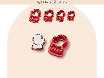 Christmas Stitch Glove Clay Cutter for Polymer Clay | Digital STL File | Clay Tools | 4 Sizes