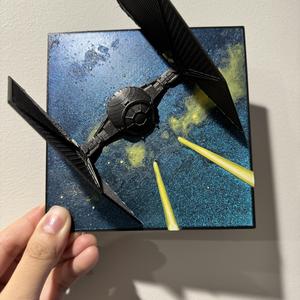 TIE Fighter in Flight - HueForge Hybrid Print