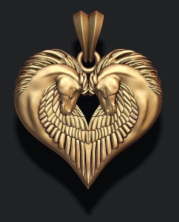 Twin pegasus pendant