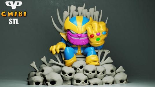 Thanos on Throne Chibi for 3D Printing STL