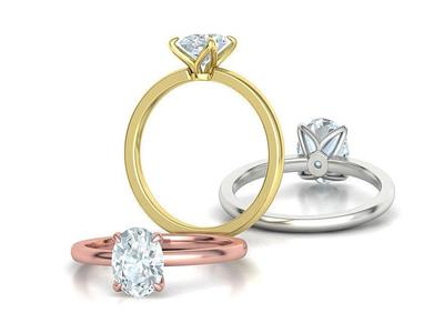 Elegant Solitaire Ring 8x6mm Oval stone Claw Setting