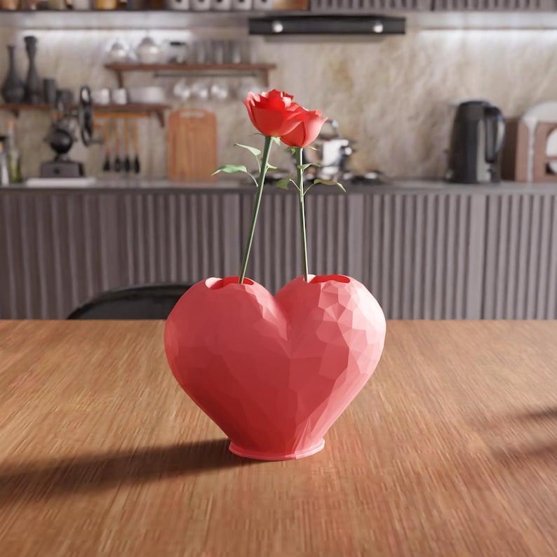 3D Heart Shaped Flower Vase V1 STL File - Valentine Heart, Heart Art, 3D Printing, Valentines Gifts, 3D Print, Desk Vase