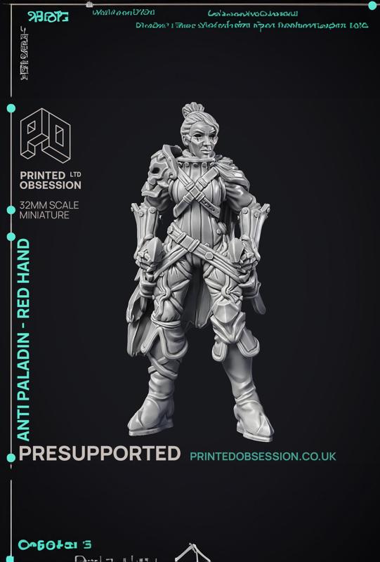 Anti Paladin - Red Hand - PRESUPPORTED - Hell Hath No Fury - 32mm scale