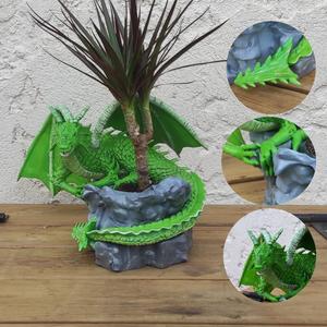 Cache pot + pot, "le dragon sur son rocher", can be used as a pencil holder, Cache pot + pot, "the dragon on his rock", can be used as a pencil holder