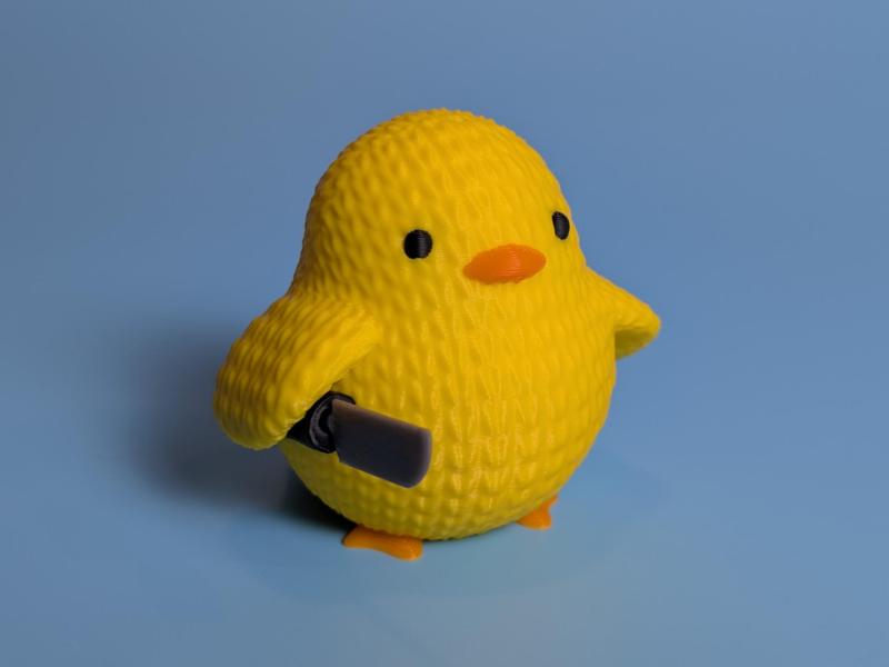 Cute Knitted Meme Duck / Chick With Knife 