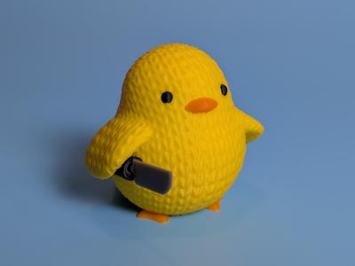 Cute Knitted Meme Duck / Chick With Knife 