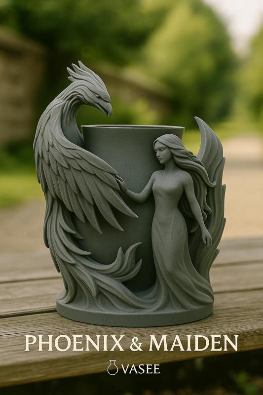  Phoenix-shaped vase art organizer for rising light