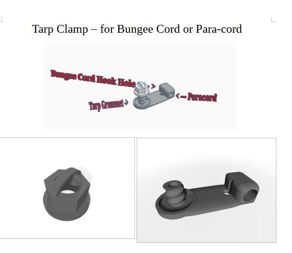 Tarp Clamp for Paracord or Bungees
