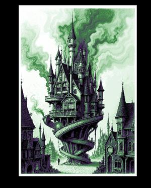 Quirky Fantasy - the Castle at the Center of the Town - Wall art Hueforge