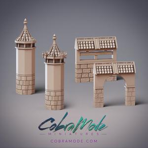 Asian Wall, Gate, and Tower  - YuanYang Fort Scatter Terrain (Pre-supported)