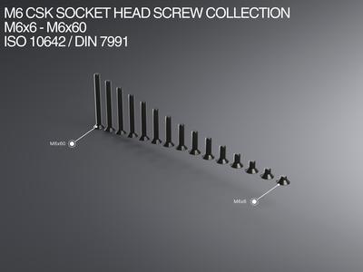 M6 CSK Socket Head Screw Collection M6x6-M6x60 ISO 10642 / DIN 7991