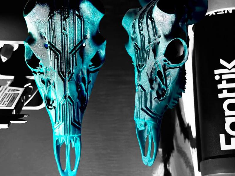 "Cyberpunk" Deer Skull Antler Mount with knobs