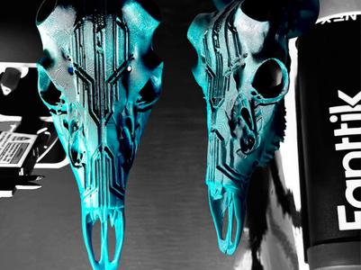 "Cyberpunk" Deer Skull Antler Mount with knobs