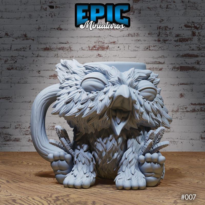 Owlbear Mug / Cup Monster Decoration / Collectible Monster / Fantasy Figure / Owl Bear Hybrid Pub Item / Magical Beast Statue / Tavern Equipment Encounter