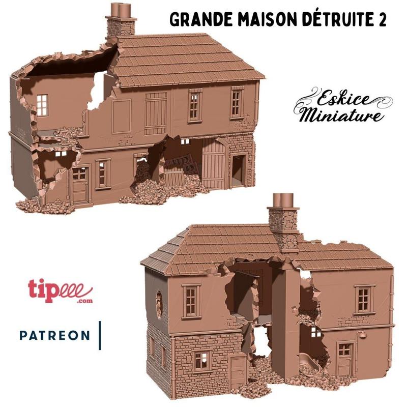 Destroyed House 3 - 28mm for wargame
