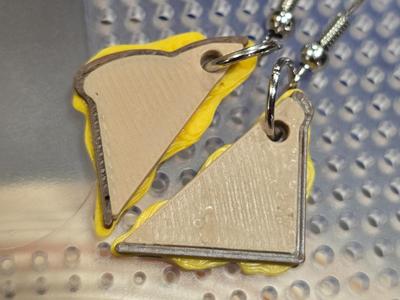 3D Grilled cheese earrings
