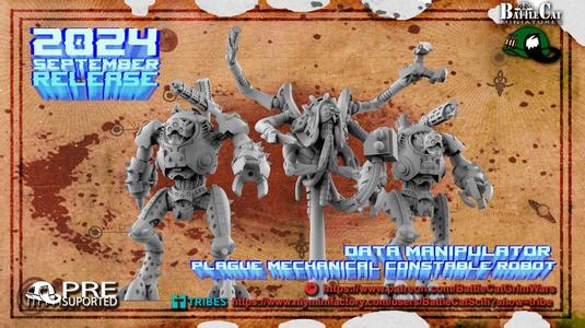 Plague mechanical constable robot with data manipulator