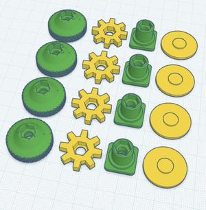 Remix: Feet for Laser Engraver – with M5 Nuts, Lock Rings & TPU Dampers