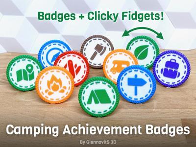 Camping Achievement Badges (clicky fidget outdoor awards)