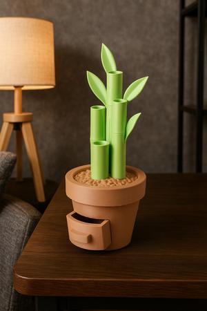 Botanical Bamboo Organizer – Desk Accessory