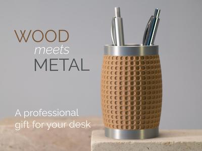 Pen Holder Wood and Metal