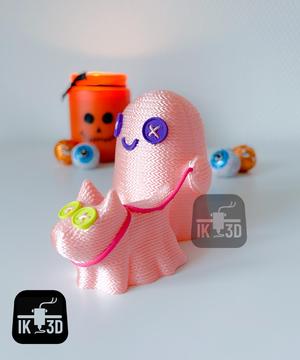 Cute Crochet Ghost with Dog Candle Holder 
