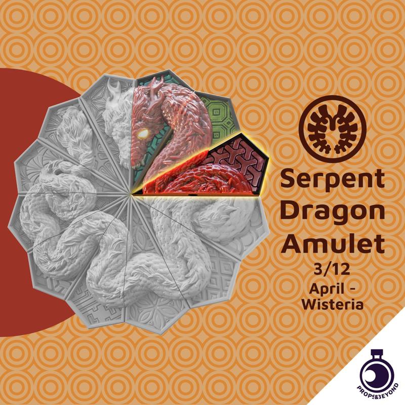 Serpent Dragon Amulet - Uzuki - Wisteria Shard - April