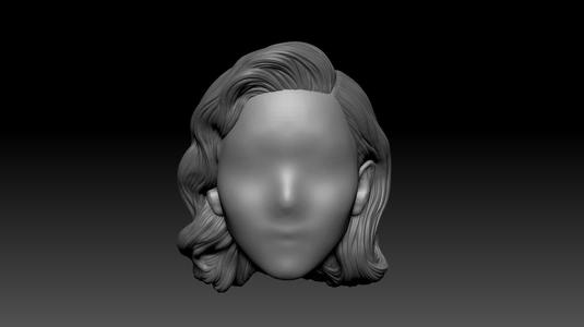 12inch size Hottoys figure style printable hair for 3d print 001