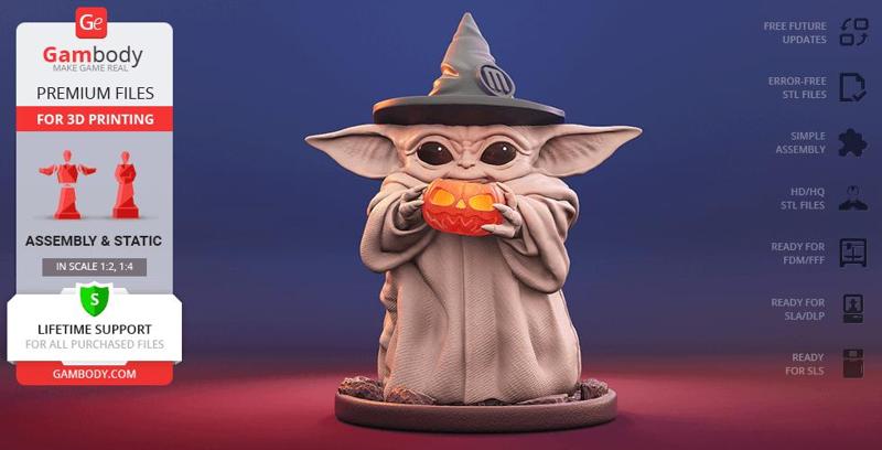Baby Yoda Halloween STL Files for 3D Printing | Assembly Model