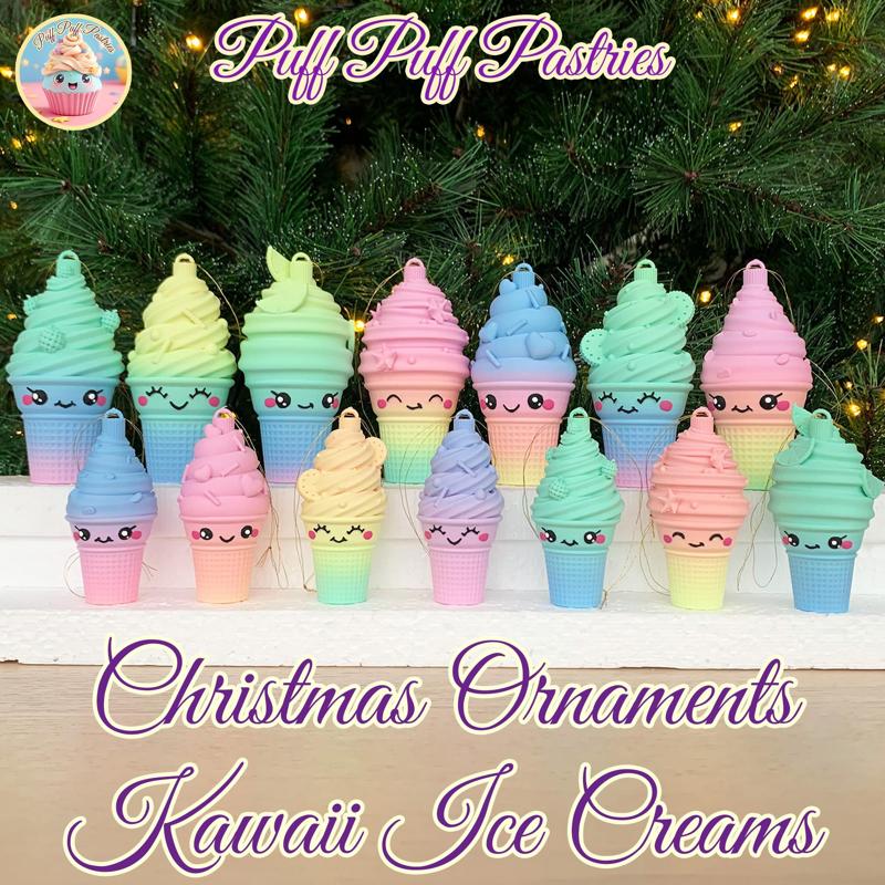 Christmas Ornaments Kawaii Ice Creams Family