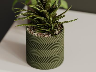 Modern ZigZag ribbed plant pot Vase diff. sizes