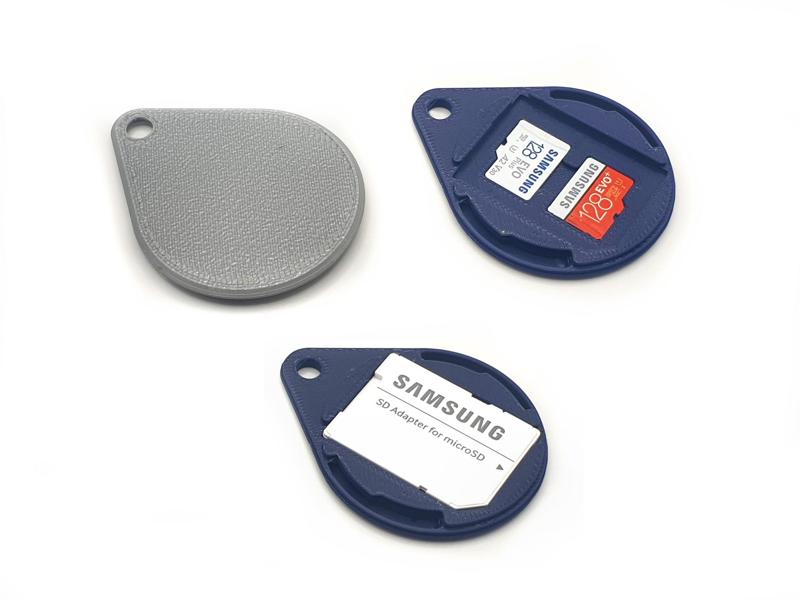 Hidden Mini SD Holder Key Fob-2 MicroSD, 1 SD Card