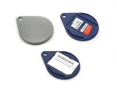 Hidden Mini SD Holder Key Fob-2 MicroSD, 1 SD Card