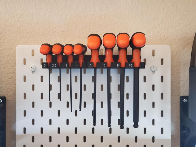 T-Handle Hex Key Holder for Ikea Skadis Pegboard (Parameterized)