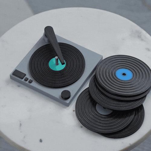  Vinyl Record Player Coaster Set 
