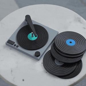  Vinyl Record Player Coaster Set 