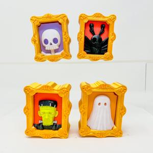 Halloween Fidget Clicker - Portraits of Retro Ghost, Mothman, Frankenstein, Skeleton in a frame