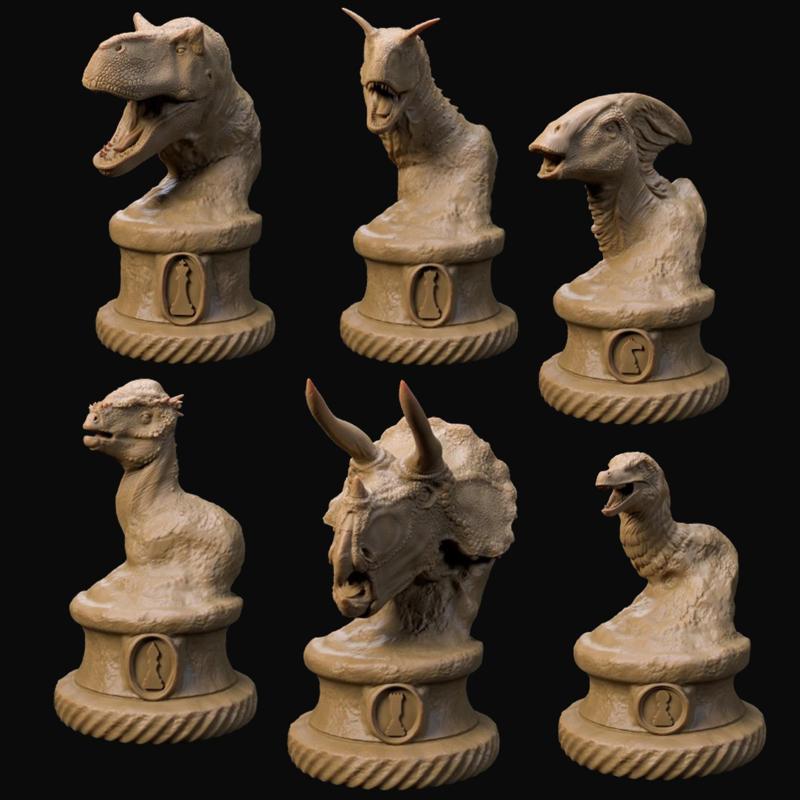 Dinosaur chess set - pre supported