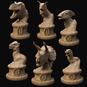 Dinosaur chess set - pre supported