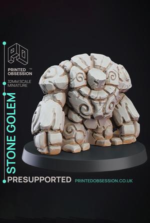 Stone Golem - Constructs - PRESUPPORTED - Illustrated and Stats - 32mm scale			